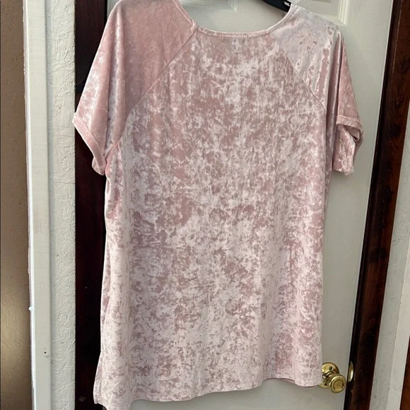 Ellos Blush Velvet Short Sleeve Top - Picture 5 of 5